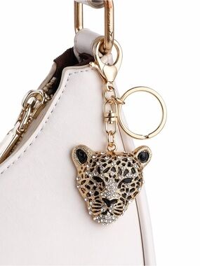 Gold Leopard Head Keychain Bag Charm